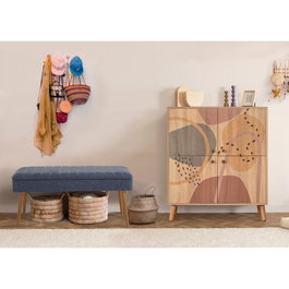 Hanah Home Multilux - Form - 1048 Conjunto de muebles de recibidor Sonomo y Azul Oscuro